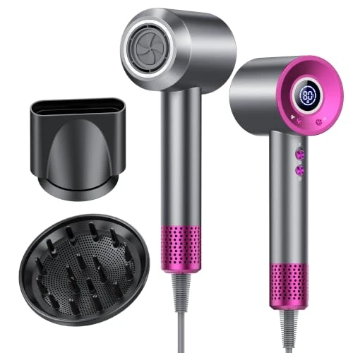 Offerta a tempo: Asciugacapelli Ionico 180,000 RPM Phon Capelli Professionale 500 Milioni Ioni Negativi, 4 Temperature 3 Velocità, Display LED, Termoregolazione intelligente, Basso Rumore, 2 Accessori Magnetici - 63% da 159.99 € a 59.99 €