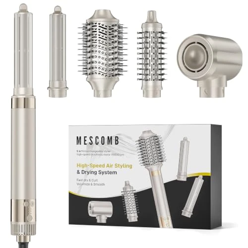 Oferta limitada: MESCOMB Moldeador de Pelo 5 en 1, Secador Moldeador 1300 W con Cepillo Secador de Pelo, Auto-Wrap y Tecnología Iónica para Rizar, Alisar y Dar Volumen de 109.99 € a 109.99 € (ahorro 0.00%)