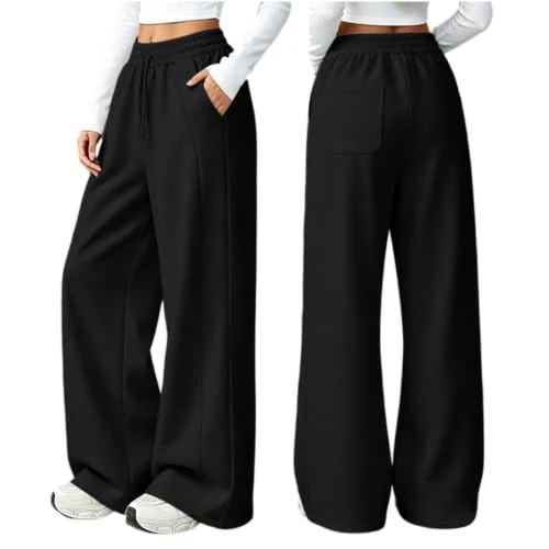 Offerta a tempo: Generico Pantaloni da Jogging da Donna A Gamba Larga da Donna Pantaloni da Jogging Larghi A Vita Alta Pants Sportivi Casual con Coulisse E Tasche - 0.00% da 19.99 € a 19.99 €