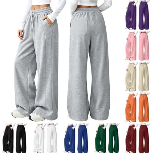 Offerta a tempo: Generico Pantaloni da Jogging da Donna A Gamba Larga da Donna Pantaloni da Jogging Larghi A Vita Alta Pants Sportivi Casual con Coulisse E Tasche - 0.00% da 4.98 € a 4.98 €