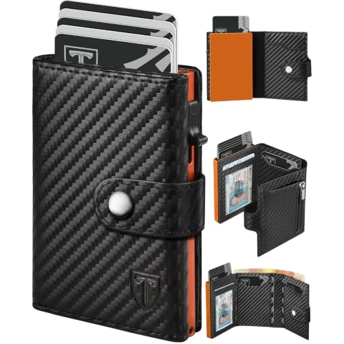 Offre limitée : Tomylv Portefeuille Homme avec RFID & Monnaie - Noir Orange - Toutes Cartes | Porte Carte Magnétique avec Fentes pour Cartes de Crédit,Fenêtre d'ID, Compartiment à Billets - Boîte Cadeau Incluse de 44.99 € à 27.99 € (38% de remise)