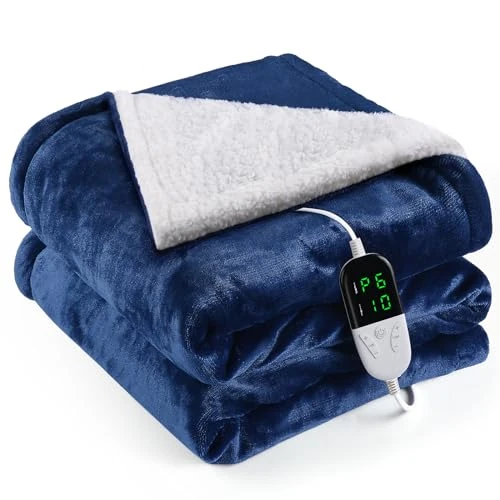 Offre limitée : OneAmg Couverture Chauffante Flanelle 133x150CM Plaid Chauffant Bleu | 6 Niveaux de Chaleur Minuterie 10H Chaleur Rapide Protection Contre la Surchauffe Affichage Numérique Lavable en Machine de 49.99 € à 45.99 € (8% de remise)