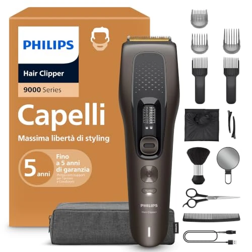 Limited-time offer: Philips Hair Clipper 9000 Series − Hair Trimmer for Men & Women, Self-Sharpening Blades, 28 Length Settings in 1 mm Steps, Trim and Flow Comb, Up to 180 Min. Runtime, 5-piece Barber Kit, HC9723/15 from 114.99 £ to 114.99 £ (save 0.00%)