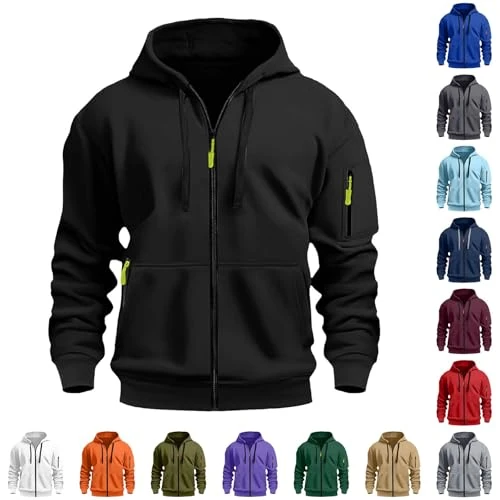 Offerta a tempo: Felpa Uomo con Cappuccio Abbigliamento Palestra Uomo Zip Intera Hoodie - 0.00% da 23.98 € a 23.98 €