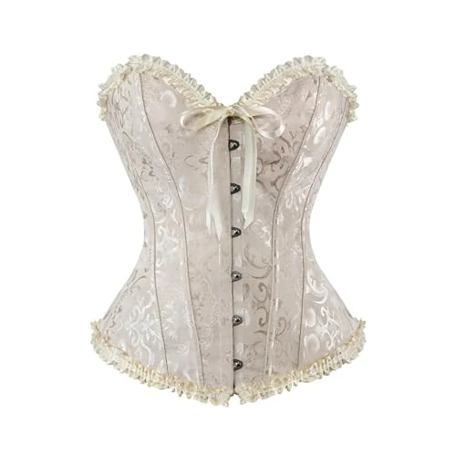 Offerta a tempo: Sobzia Corsetto Donna Elegante:Bustino Shapewear Lingerie, Corsetto Stringivita Regolabile,Vintage Gotico Corsetti per Feste,Matrimonio,Halloween,Cosplay,Modellante e Confortevole Cachi 5XL - 0.00% da 25.98 € a 25.98 €
