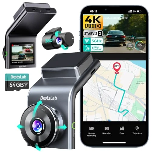 Zeitlich begrenztes Angebot: BOTSLAB G300H Plus Upgrade 4K Dashcam Auto Vorne und Hinten mit STARVIS 2 | 64GB-Karte, HDR Nachtsicht, 20 MB/s Download, 5,8 GHz WLAN, GPS, G Sensor, Sprachsteuerung, 24/7-Parkmodus, Superkondensator von 169.99 € auf 169.99 €