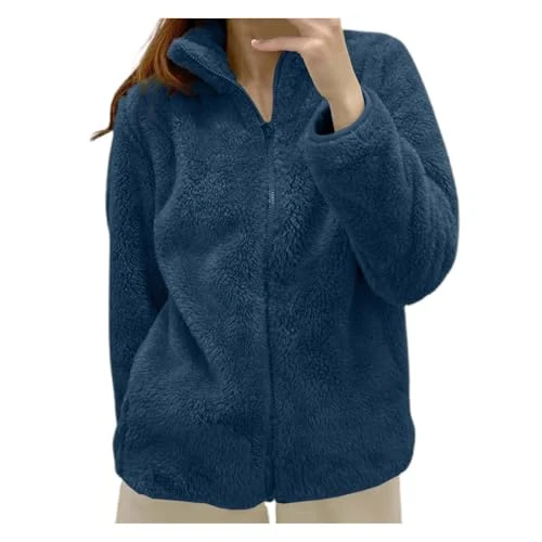 Offerta a tempo: Felpa Pile Donna con Zip, Comoda Taglie Forti Teddy Giacca Pile Donna Senza Cappuccio Versione Ampia del Cappotto Maniche Lunghe Autunno Inverno Calda Felpa Casual Sportiva Trekking con Cerniera - 0.00% da 9.98 € a 9.98 €