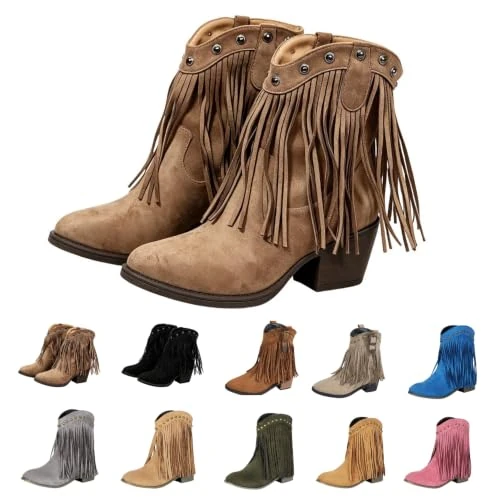 Offerta a tempo: Uwdiohq Stivali Texani da Donna Western Cowboy, Scamosciato a Punta Stivaletti Frange A Marrone 37 - 0.00% da 29.98 € a 29.98 €