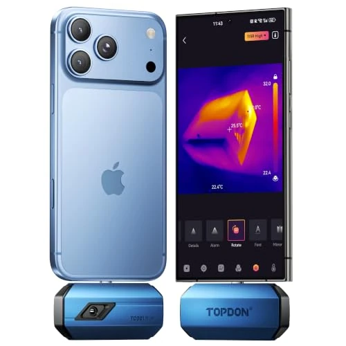Oferta limitada: TOPDON Cámara Térmica TC001 Mini Android/IOS, 384x384 TISR IR resolución | -20°C a 550°C, Topfix AI, análisis 2D/3D en PC para inspección de HVAC, mantenimiento del hogar, aplicaciones eléctricas, PCB de 169.99 € a 159.99 € (ahorro 6%)
