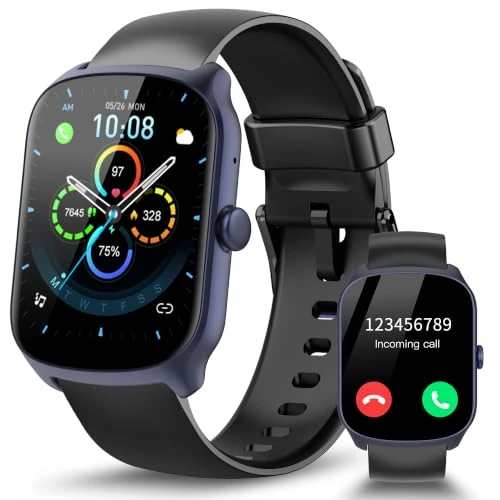 Zeitlich begrenztes Angebot: Smartwatch für Herren & Damen, 1,95'' HD Curved-Display, Bluetooth-Anruf entgegennehmen/tätigen, 112 Sportmodi, Fitnessuhr mit Schrittzähler/Schlafanalyse/Pulsmesser, IP68 wasserdicht, Blauer Rahmen von 98.99 € auf 19.99 € (80