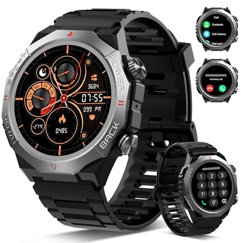 Zeitlich begrenztes Angebot: Atheewon Militär Smartwatch Herren Damen, Smart Watch mitTelefonfunktion von 79.99 € auf 25.99 € (68% Rabatt)