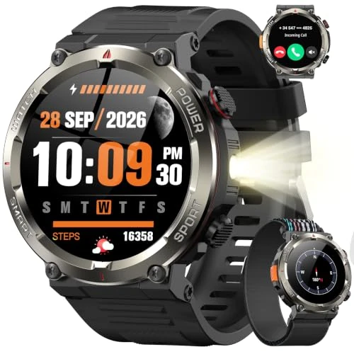 Offerta a tempo: Blackview Smartwatch Uomo, Smartwatch Militare Uomo Fitness con Chiamate Bluetooth 1.45" Orologio Intelligente 100+ Modalità Sportive/Cardiofrequenzimetro/SpO2/Torcia/Bussola per Android iOS - 5% da 59.99 € a 56.99 €