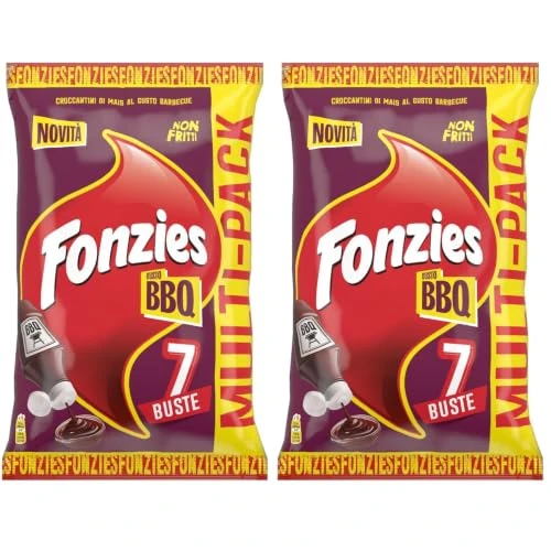 Offerta a tempo: Fonzies BBQ, Croccantini di Mais Non fritti, Multipack (7 bustine da 23,5g), 164,5 g (Confezione da 2) - 56% da 5.18 € a 2.27 €