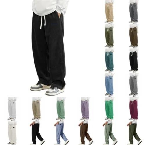 Offerta a tempo: HofeUodo Pantaloni Bodybuilding Uomo, Kirakuco Pantaloni Giapponesi Uomo Larghi Pantalonis di Velluto A Coste Lunghi Taglio Dritto Pantalone con Vita e Cordino Baggy Elasticizzati Casual Streetwear - 0.00% da 19.98 € a 19.98 €