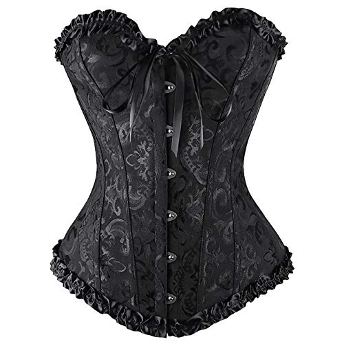 Offerta a tempo: HofeUodo Corsetto Pirata Donna, Corsetto Nero Donna, Corpetto Top Corsetti Elegante Sexy Bustino Corset Stringivita Push Up In Pizzo Vestito Medievale Pirata Per Halloween, Carnevale, Cosplay E Feste - 0.00% da 8.98 € a 8.98 €
