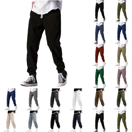 Offerta a tempo: HofeUodo Pantaloni Invernali Uomo, Kirakuco Pantaloni Giapponesi Uomo, Pantaloni Velluto Invernali Larghi A Coste Jogging Bodybuilding Baggy con Tasca Eleganti con Coulisse Vita Elastica Streetwear - 0.00% da 8.98 € a 8.98 €