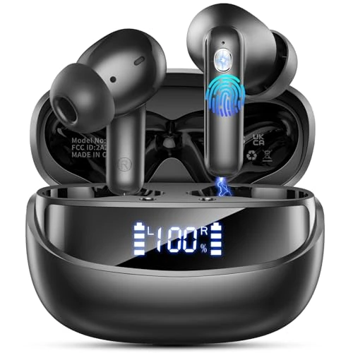 Offerta a tempo: 2026 Cuffie Bluetooth 5.4, Auricolari Bluetooth Stereo HiFi Con 4 ENC Microfoni Anti-Rumore, Durata 50 Ore Cuffiette In Ear, Cuffiette Touch Control, LED-Display, Impermeabili IP7 Cuffie Senza Fili - 0.00% da 89.99 € a 89.99 €