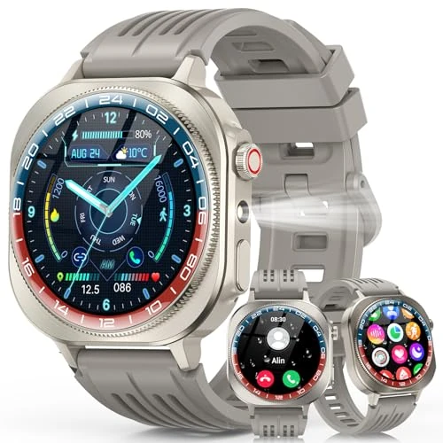 Offerta a tempo: Smartwatch Uomo, 1.43" HD AMOLED Orologio Smartwatch con Chiamate e Whatsapp, 130+ Modalità Sportive/IP68 Impermeabile/Torcia LED/Bussola/Cardiofrequenzimetro/SpO2, Compatibile con iOS/Android - 74% da 139.99 € a 35.99 €