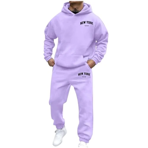 Offerta a tempo: Tuta Uomo Moda Sportiva Tute Sportive Da Cappuccio Casual Taglie Forti Completa Cotone Completo Palestra Larga Pantaloni Con Tasche Laterali Sportivo Ginnastica Giacca Abbigliamento,purple,Viola,L - 0.00% da 35.98 € a 35.98 €