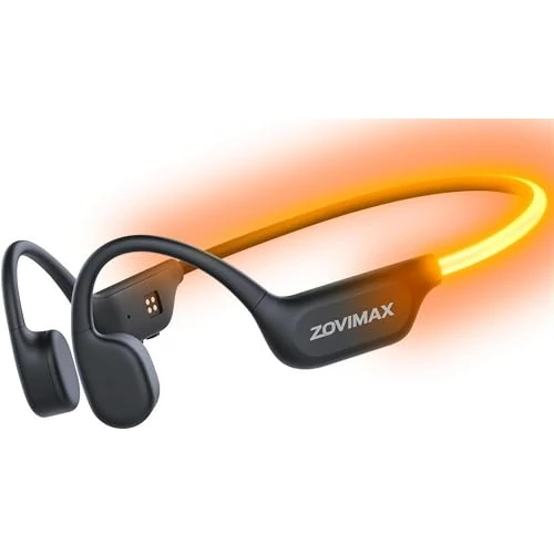 Tijdelijke aanbieding: Hoofdtelefoon met botgeleiding, Bluetooth 6.0, met ledlicht, open ear, comfortabele pasvorm, winddichte microfoon, IP67 waterdicht, 10 uur looptijd, sport voor hardlopen en fietsen, zwart-oranje van 159.00 € naar 159.00 € (0.00% kor