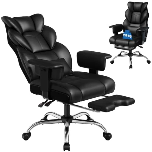 Oferta limitada: Yaheetech Silla de Oficina Ejecutiva con Reposapiés Sillon Escritorio | Sillon Grande para Oficina, Con reposapiés, Reposabrazos regulable en 6 posiciones, Peso máx: 136 kg, Polipiel de PU de 149.99 € a 142.49 € (ahorro 5%)