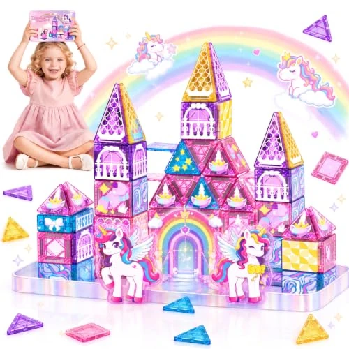Offerta a tempo: iKidiki 40 Pezzi Costruzioni Magnetiche per Bambini, Giochi da Viaggio Magneti Bambini 3 4 5 6 Anni Gioco Bambino 3 4 5 6 Anni Unicorno Regalo Bambina 3-6 Anni Giocattoli Blocchi Magnetici - 33% da 29.99 € a 19.99 €