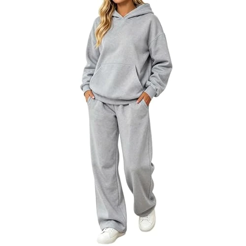 Offerta a tempo: Generico Tuta Sportiva Donna - Invernale Felpata Completa In Pile 2 Pezzi Felpa con Cappuccio e Pantaloni Tuta con Elastico Caviglia Set Caldo Tute da Ginnastica Sportivo Completo Palestra Jogging - 40.02% da 24.99 € a 14.99 €
