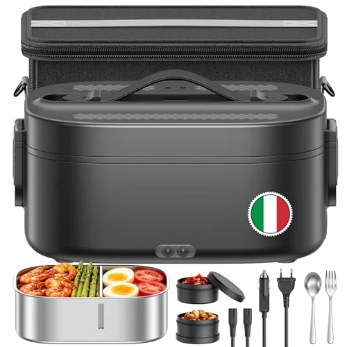 Oferta limitada: Fiambrera Electrica, 80W Taper Electrico para Comida, Negro | 3 En 1 Calentador de Comida Termica, 12V/24V/220V para Coche, Camión, Oficina, con Cubiertos y Bolsa de Aislamiento, 1.5L de 29.99 € a 29.99 € (ahorro 0.0%)