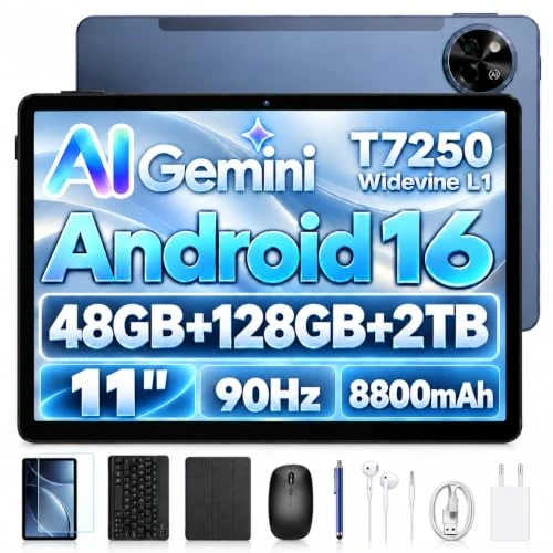 Offerta a tempo: Luzglo P11 Android 16 Tablet 11 Pollici, 48GB RAM+128GB ROM (2TB TF), 90Hz, T7250 Octa-Core, 8800mAh, 13MP+5MP, Gemini AI, Widevine L1, Face ID, GPS, FM, Tablets con Tastiera e Penna, Grigio - 36% da 219.99 € a 139.99 €