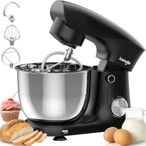 Offerta a tempo: Iceagle Impastatrice Planetaria 5L con Ciotola in Acciaio Inox, Impastatrice per Pane e Pizza, 10 Velocità, Gancio Impastatore, Frusta Piatta e Frusta a Filo, 600W - 0.00% da 85.49 € a 85.49 €