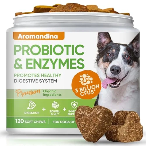 Offerta a tempo: Probiotici per Cani, 120 Tavolette Masticabili, con Enzimi Digestivi | Integratore Probiotico per Cani, Supporta la Flora Intestinale, la Digestione e Riduce il Prurito. - 0.00% da 18.43 € a 18.43 €