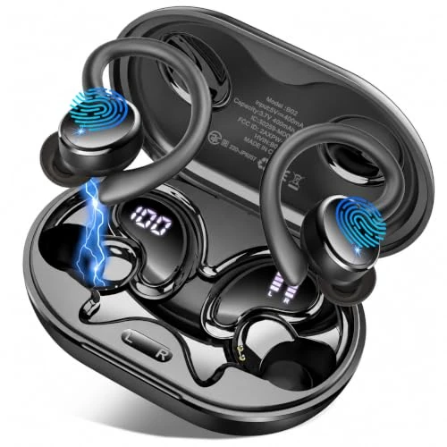 Offerta a tempo: 2026 Cuffie Bluetooth 5.4 Sport, 50 Ore Cuffie In Ear con Cancellazione Rumore ENC e 4 HD Mics, Auricolari Bluetooth con 6D Bass Stereo, Cuffie Senza Fili HiFi con LED Display, IP7 Impermeabile - 70% da 99.99 € a 29.99 €
