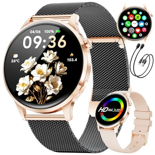 Tijdelijke aanbieding: LIGE Smartwatch voor dames, 1,32 inch AMOLED-display, ultradun, bluetooth-oproepen, IP68 waterdicht, 116 sportmodi, bewaking van cyclus/hartslag en slaap, 2 armbanden en 2 kabels inbegrepen van 65.99 € naar 65.99 € (0.00% korting)