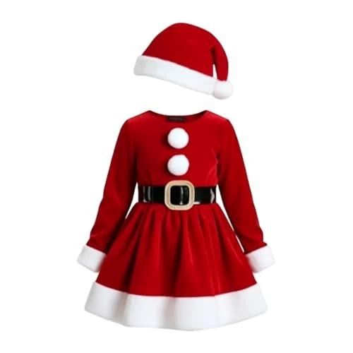 Offerta a tempo: Generico Costume Da Elfo Di Natale Per Bambina Vestito Natalizio Con Cappello E Calze Travestimento Aiutante Di Babbo Natale Per Feste E Carnevale - 0.00% da 27.90 € a 27.90 €