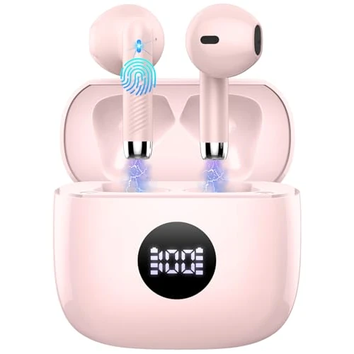 Offerta a tempo: zakotu 2026 Cuffie Bluetooth 5.4, 40 Ore Cuffie In Ear Cancellazione Rumore ENC e 4 HD Mics, Auricolari Bluetooth con 3D Bass Stereo, HiFi Cuffiette LED Display - 75% da 89.99 € a 22.79 €