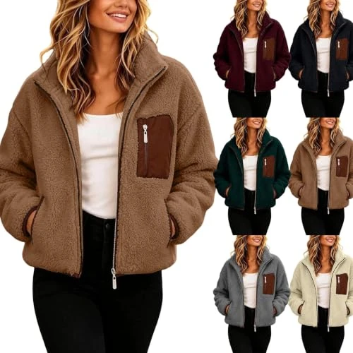 Offerta a tempo: Viunychn Giacca Donna Invernale Pile Cappotto con Zip Caldo Felpa Cerniera Giubbotto Pelliccia Giacche Fleece Morbido Sweatshirt Casual Parka Sciolto Giaccone Peluche Pecora Jacket Casa Cappotti - 0.00% da 25.99 € a 25.99 €