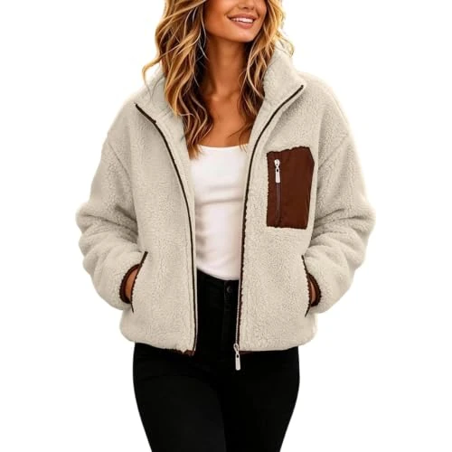 Offerta a tempo: Viunychn Giacca Donna Invernale Pile Cappotto con Zip Caldo Felpa Cerniera Giubbotto Pelliccia Giacche Fleece Morbido Sweatshirt Casual Parka Sciolto Giaccone Peluche Pecora Jacket Casa Cappotti - 0.00% da 25.99 € a 25.99 €