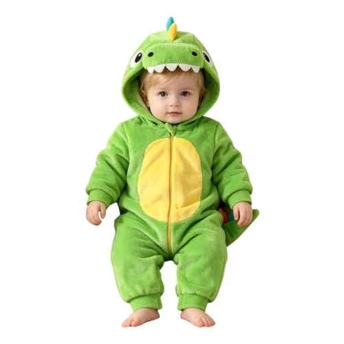 Offerta a tempo: Pagliaccetto Neonato Natale Animale Flanella Cosplay Halloween Unisex | Costume da Dinosauro Pagliaccetti Per Bambina con Cappuccio Tutine Neonato Invernali Tuta Neve Tutone Pile Bambino 0-9 Mesi - 0.00% da 21.99 € a 21.99 €