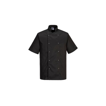 offerta a tempo: portwest c733 giacca da chef moderna e leggera a maniche corte cumbria nera — 4% da 22,69 € a 21,69 €