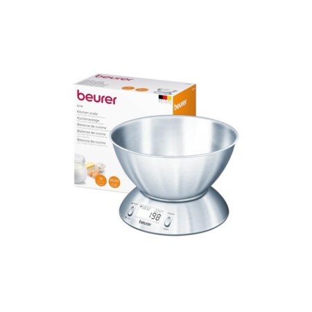 offerta a tempo: beurer ks 54 bilancia da cucina, con ciotola in acciaio inox spazzolato lavabile in lavastoviglie — 14% da 33,59 € a 28,77 €