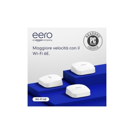 offerta a tempo: router wi fi mesh amazon eero pro 6e | ethernet 2,5 gbps | fino a 560 m² | connessione — 28% da 629,99 € a 454,99 €