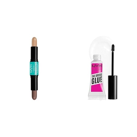 offerta a tempo: nyx professional makeup highlight & contour stick, stick per contouring a doppia punta & the brow glue — 13% da 19,90 € a 17,35 €