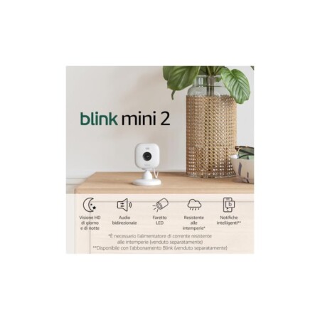 offerta a tempo: blink mini 2 | videocamera intelligente di sicurezza, plug in — 30% da 59,99 € a 41,99 €