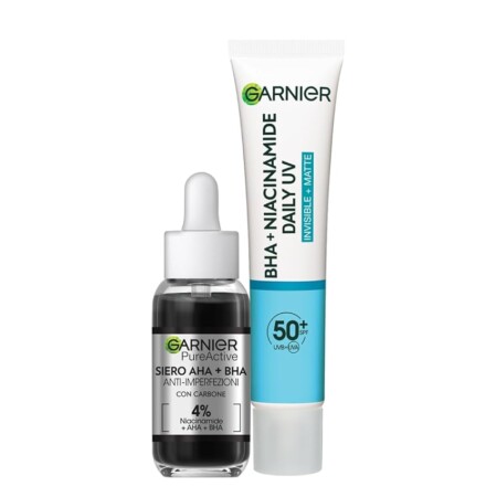 offerta a tempo: garnier kit pure active con siero anti imperfezioni e fluido quotidiano anti uv — 36% da 24,99 € a 15,99 €