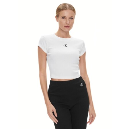 offerta a tempo: calvin klein donna t shirt maniche corte ck rib baby tee corta — 25% da 39,90 € a 29,99 €