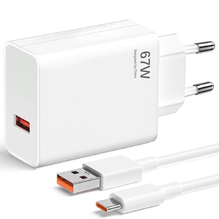 offerta a tempo: 67w caricatore rapido adattatore usb per xiaomi,caricatore caricatore turbo con cavo — 20% da 17,85 € a 14,22 €