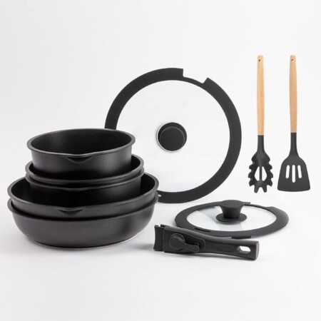 offerta a tempo: bergner set di pentole e padelle antiaderenti + coperchi ed accessori — 43% da 99,99 € a 56,52 €