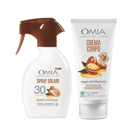 offerta a tempo: omia kit routine solare con trigger solare spf 30 + crema idratante corpo a base di argan — 40% da 20,49 € a 12,29 €