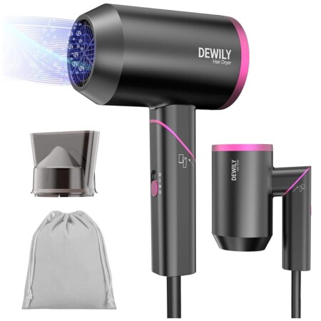 offerta a tempo: mini phon capelli da viaggio potente asciugacapelli ionico, maneggevole e compatto — 4% da 24,99 € a 23,97 €
