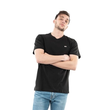 offerta a tempo: tommy jeans tjm slim jersey c neck ext dm0dm09598, top in maglia a maniche corte — 34% da 34,90 € a 22,89 €